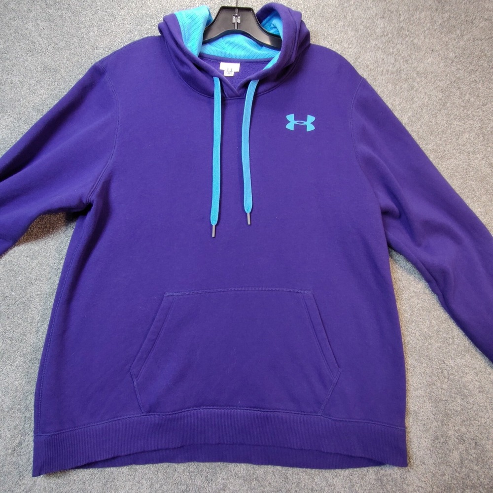 Under Armour Womens Drawstring Hoodie Sweatshirt Purple 4 Pockets Pullover